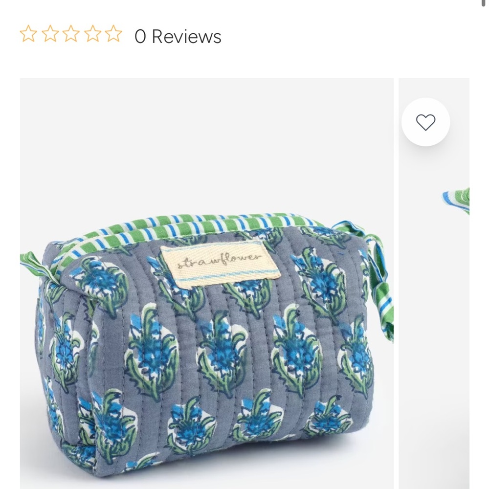 Strawflower Blue Floral Cosmetic Bag NWT